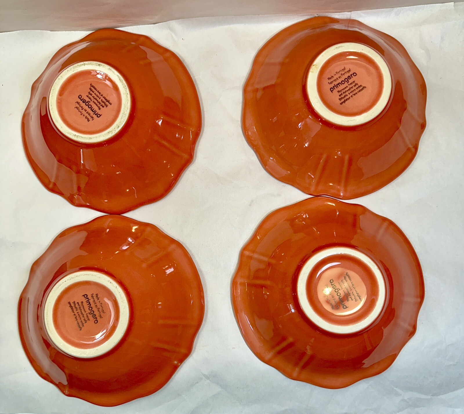 Set of Four Primagera Coral 7-3/8" Soup / Salad Bowls with Beaded Edge - Image 5