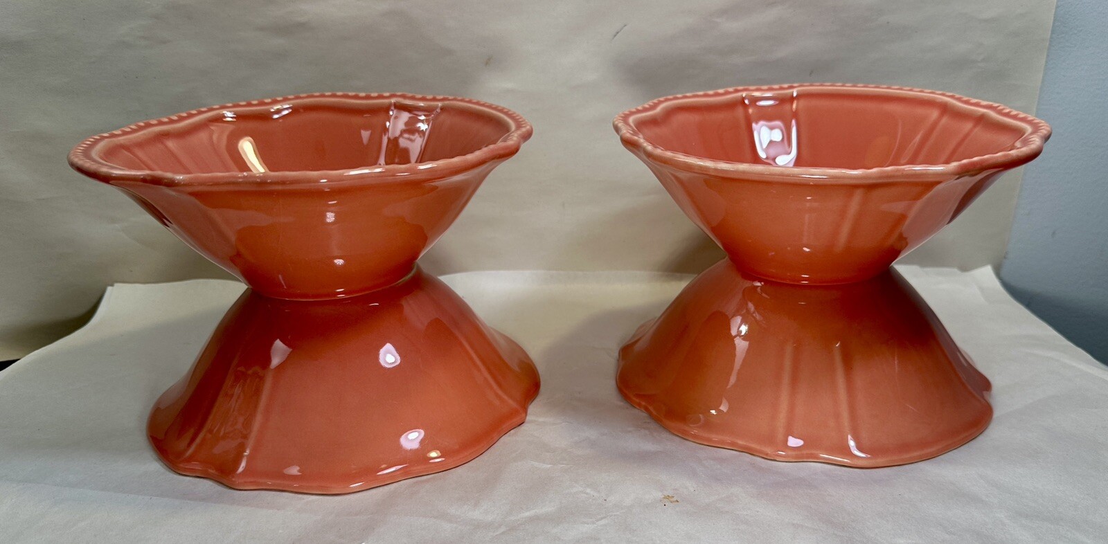 Set of Four Primagera Coral 7-3/8" Soup / Salad Bowls with Beaded Edge - Image 7