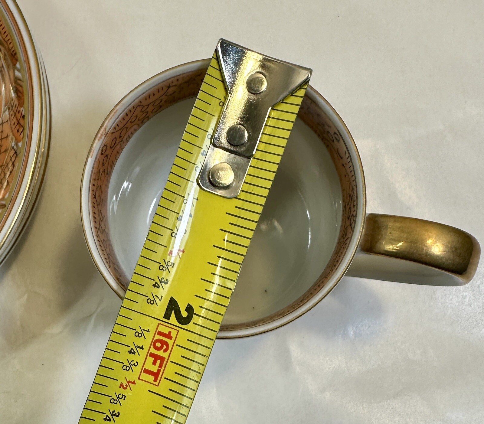 Set Of 3 Sandrea Demitasse Cups / Saucers Harvest Pattern Gold Trim - Japan - Image 11