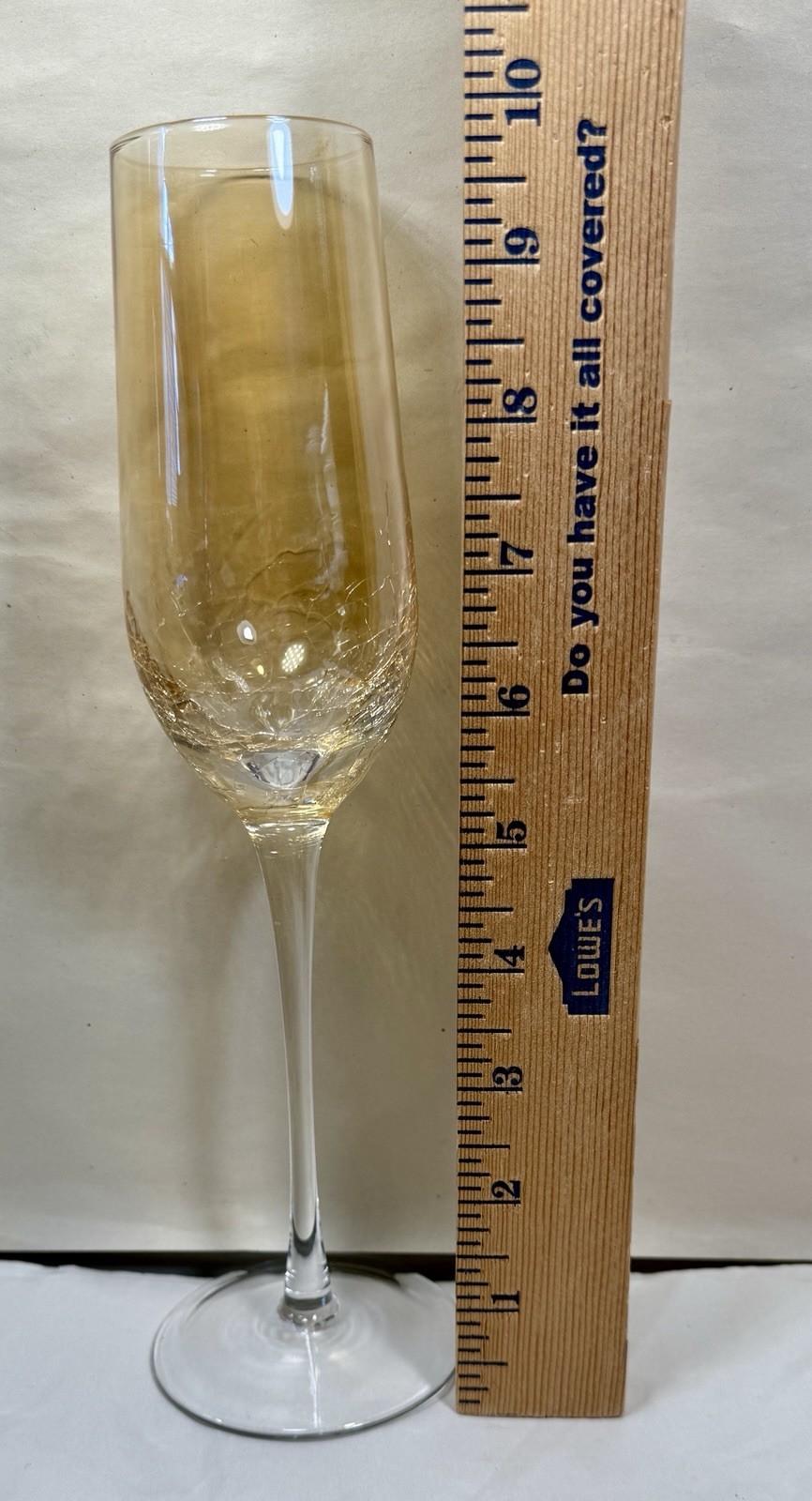 Set of 4 (Four) Pier 1 Amber Crackle Flutes Champagne Stems/Glasses - NOS - Image 3