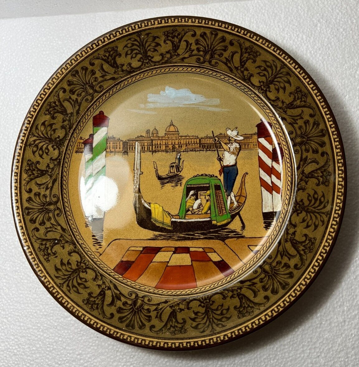 Antique Royal Doulton Venice Gondolier Plate - 10 1/4" - Manufactured 1908