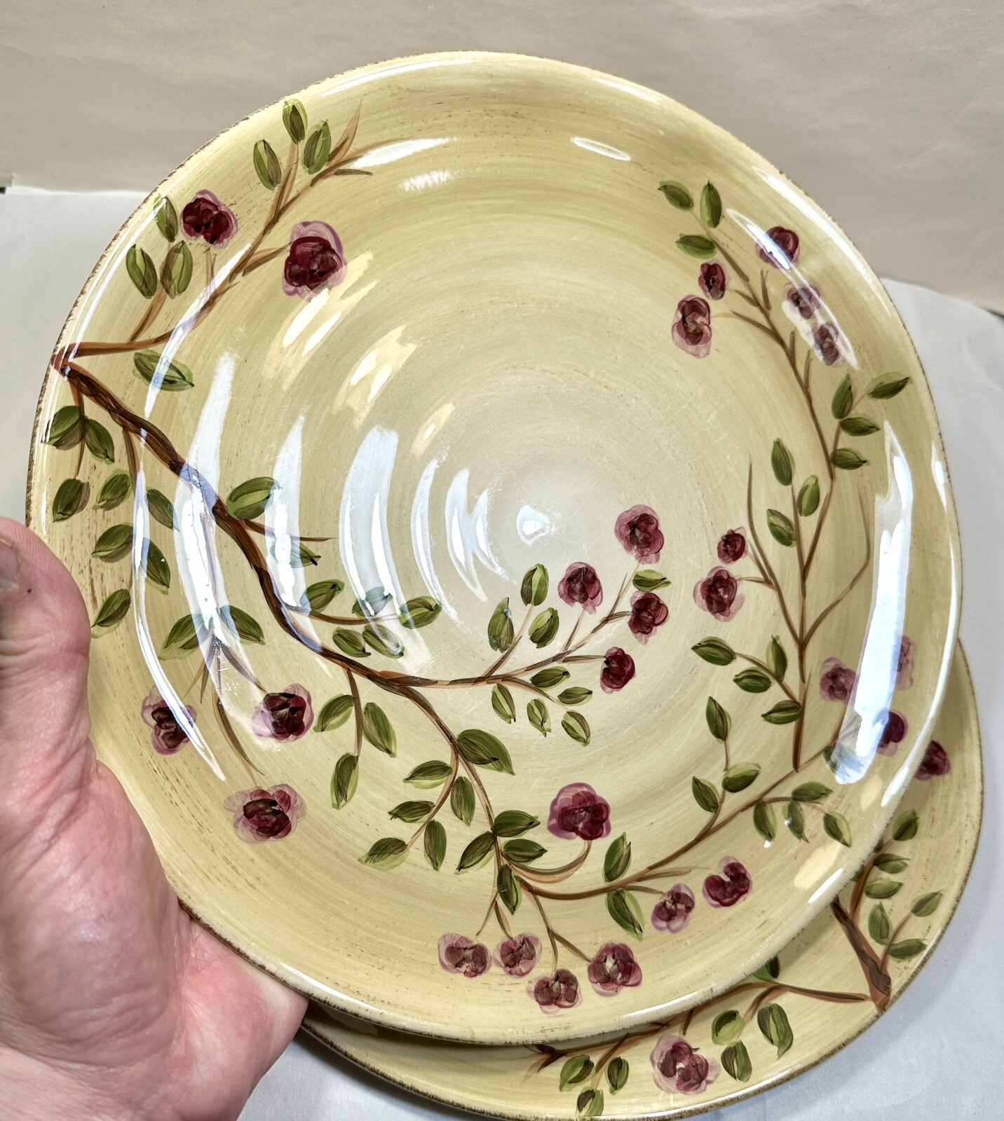 Set of 2 Table Tops Unlimited Hand Painted Peacock Collection Dinner Plates  11" - Image 1