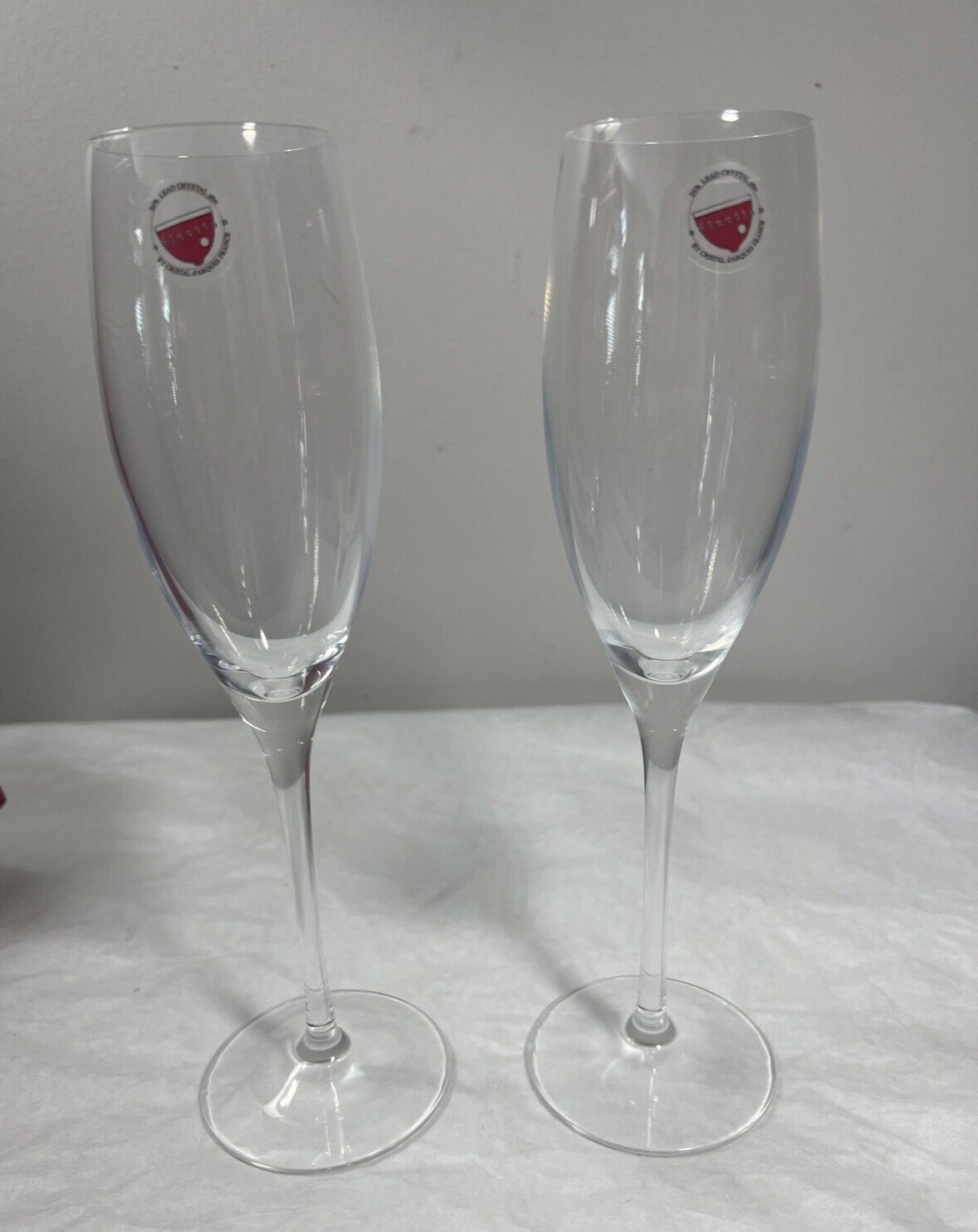 Vintage Pair of Wittnauer Lead Crystal Champagne Flutes - Switzerland - 10" - Image 2