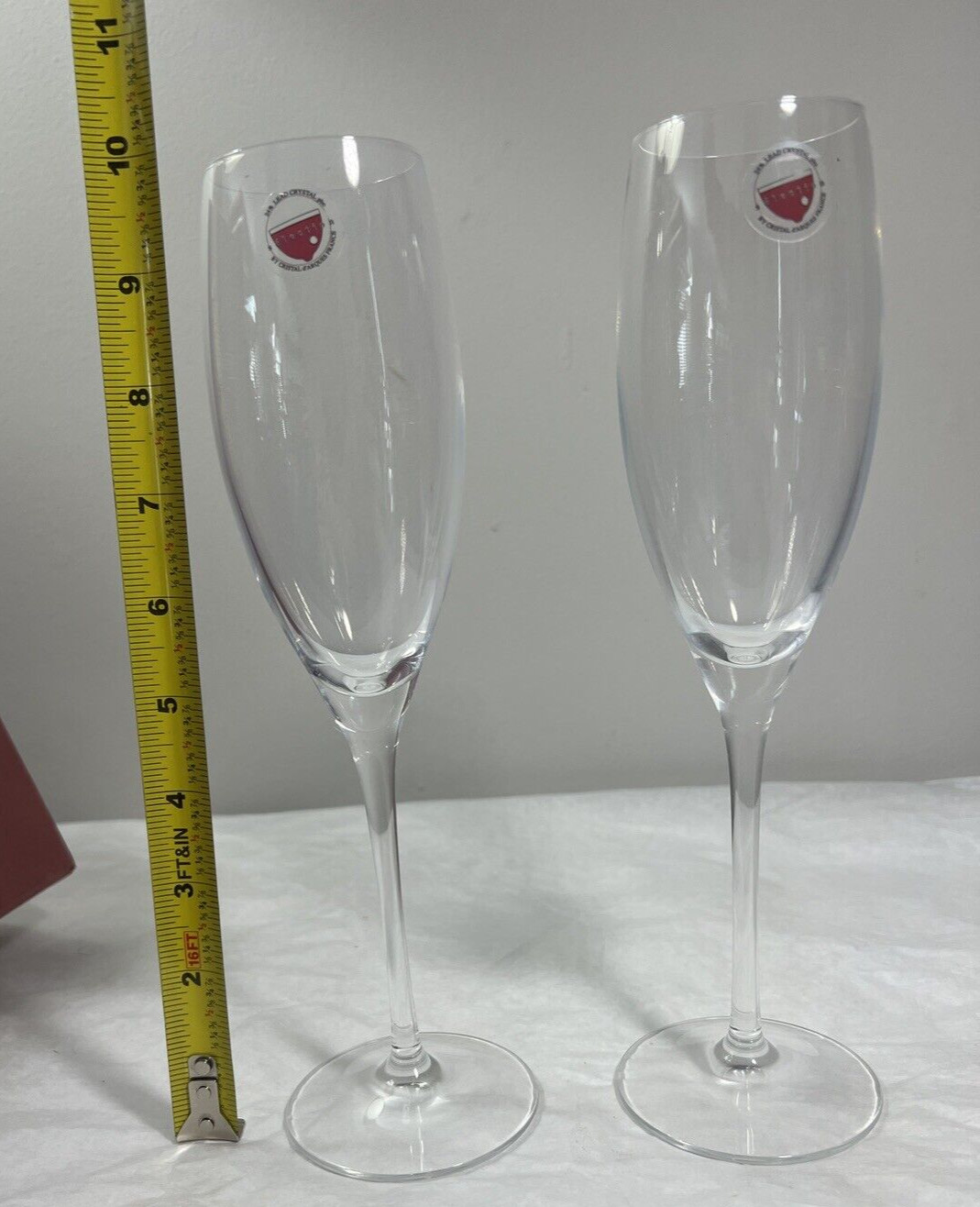 Vintage Pair of Wittnauer Lead Crystal Champagne Flutes - Switzerland - 10" - Image 4