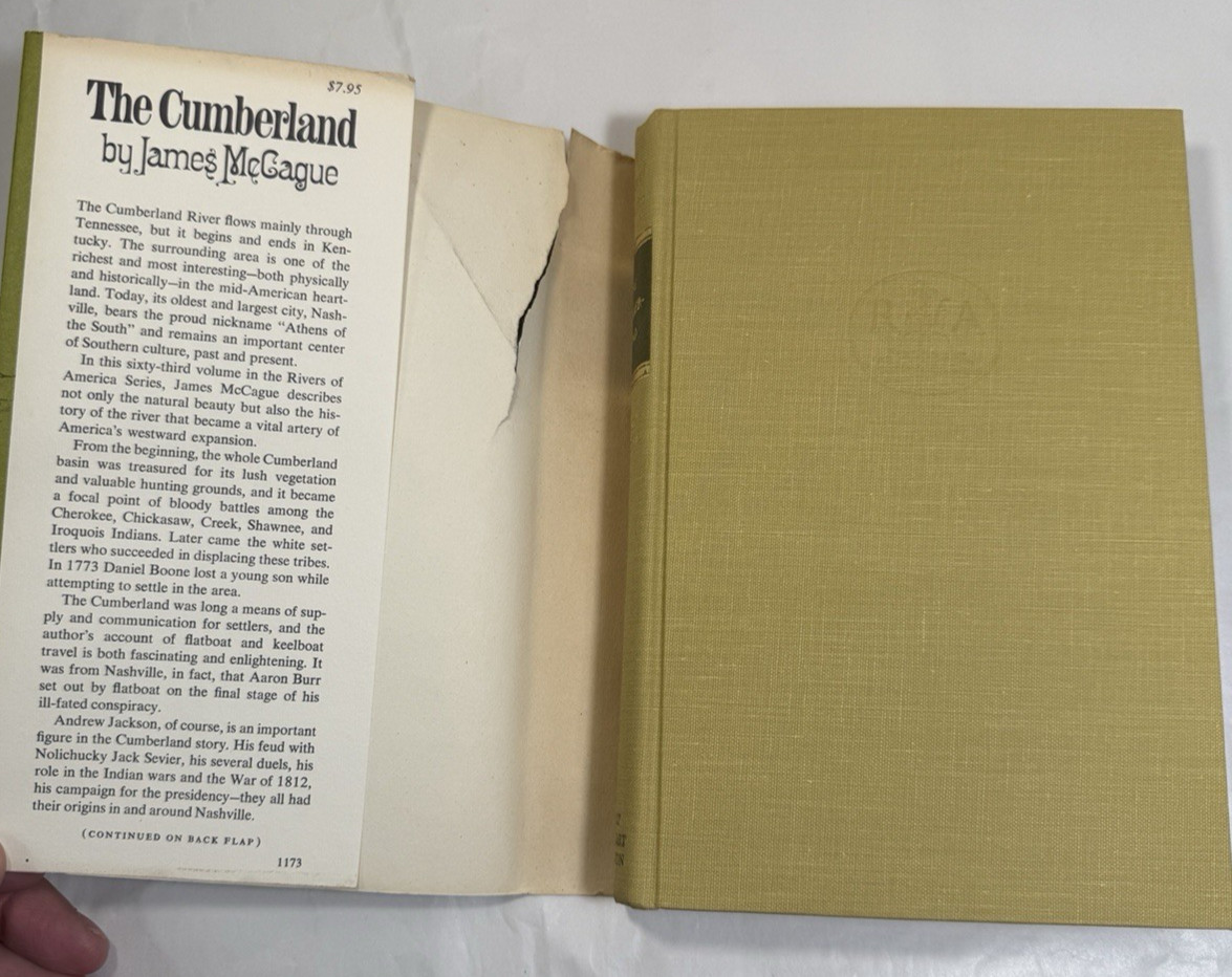 James McCague C Walker 1st Ed 1973 The Cumberland Rivers Of America HC w/DJ - Image 1