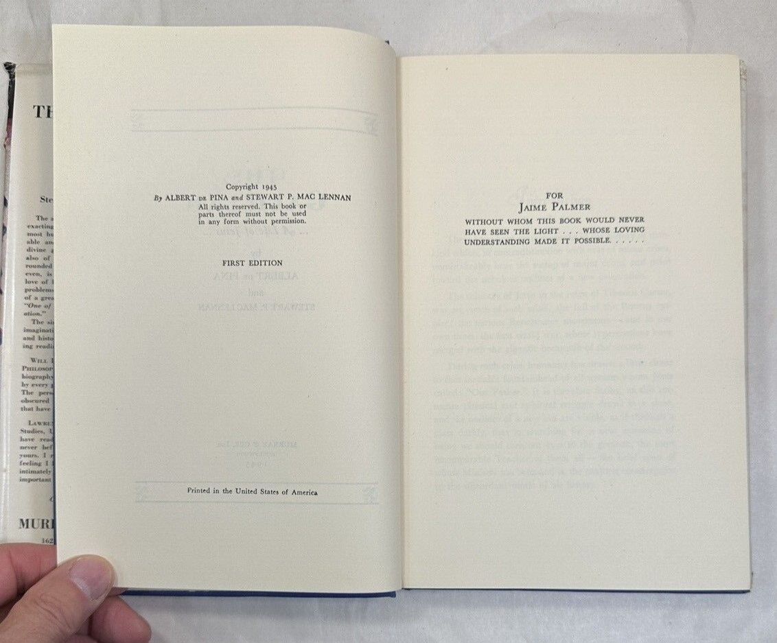 The Galilean A Life Of Jesus - Albert De Pina, Stewart Maclennan - 1945 1st Ed. - Image 3