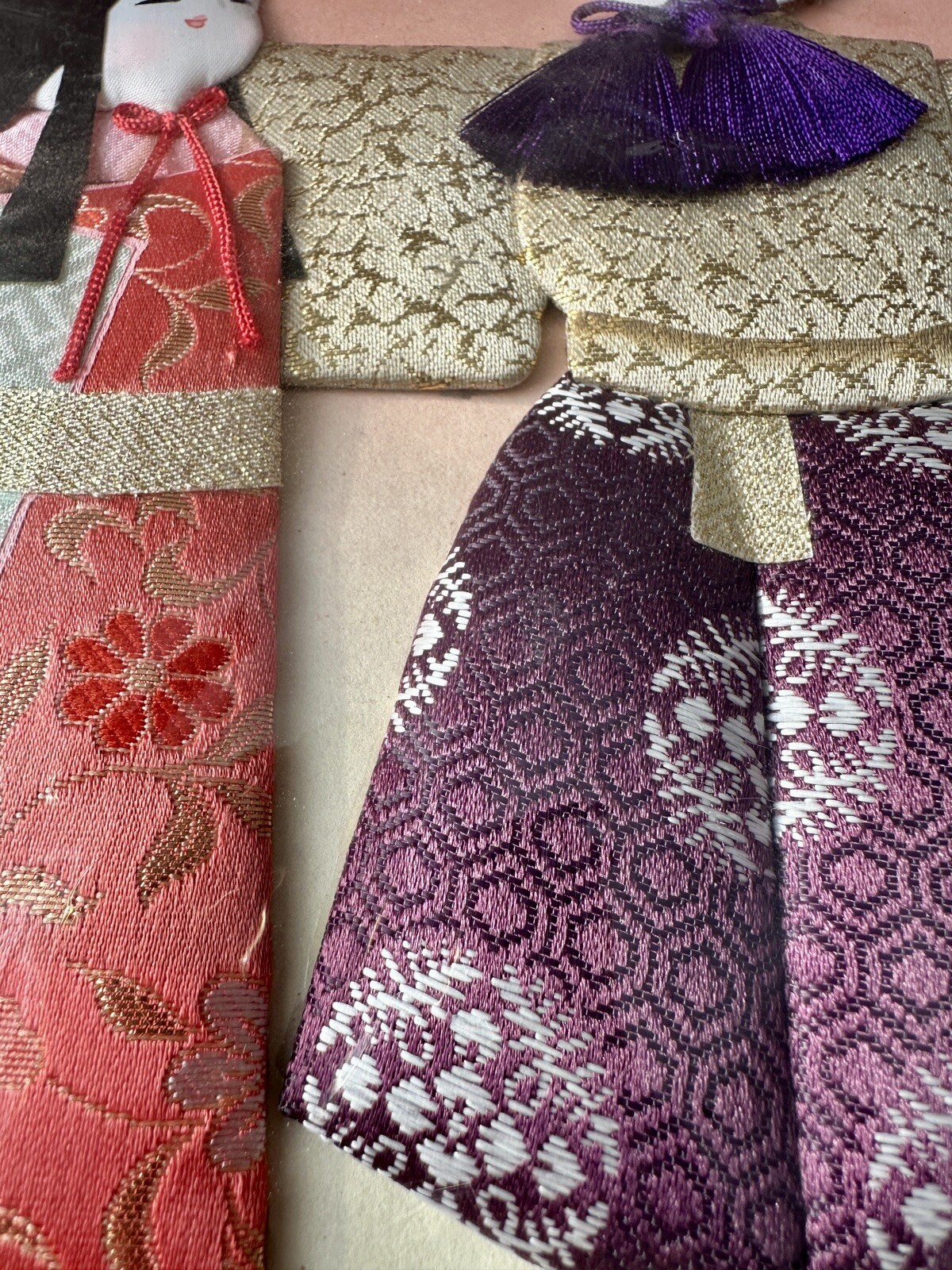 Japanese SIGNED Kimono SILK FABRIC 3D WALL ART Picture - Image 2