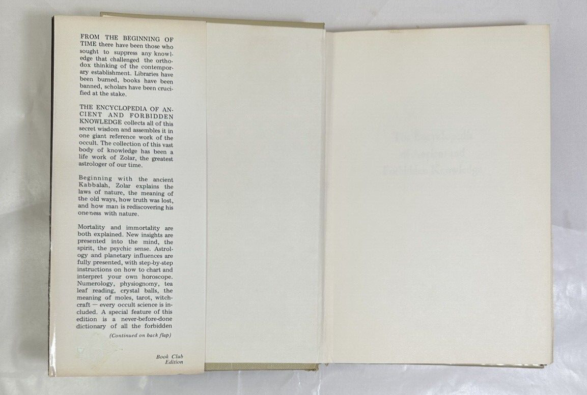 The Encyclopedia of Ancient and Forbidden Knowledge Zolar - BC 1st Edition 1970 - Image 1