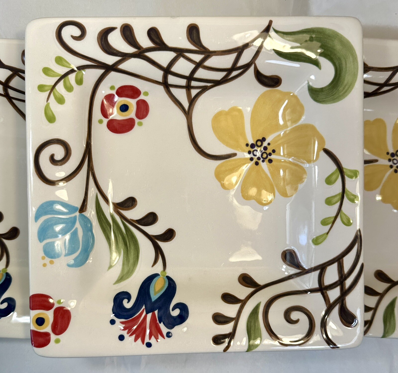 Set of 3 (Three) Vida For Eva Méndes For España Jardine 8" Square Salad Plates - Image 2