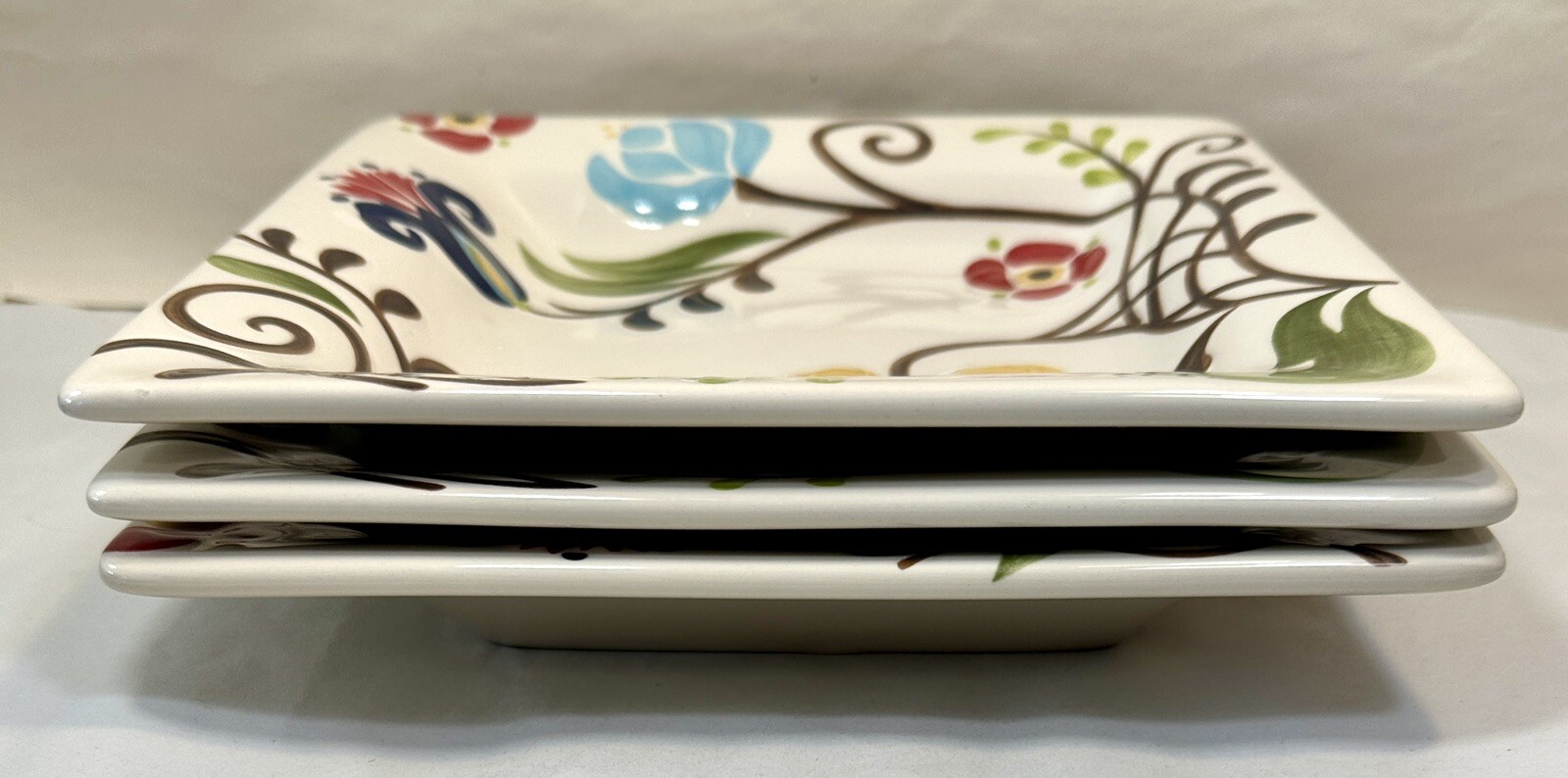 Set of 3 (Three) Vida For Eva Méndes For España Jardine 8" Square Salad Plates - Image 4