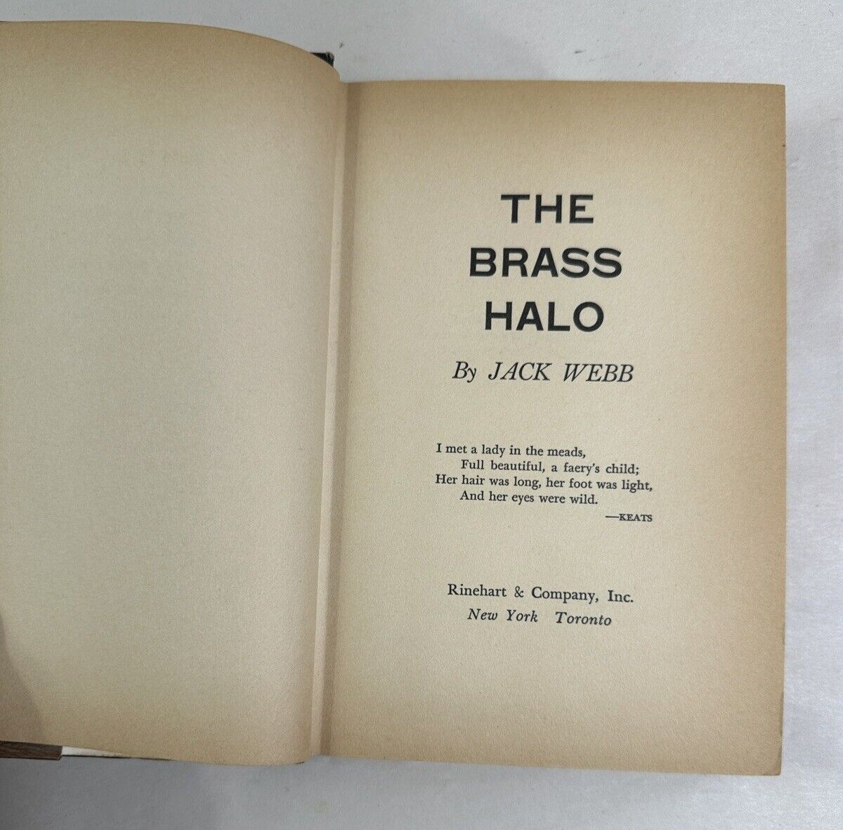 The Brass Halo - Jack Webb, 1957 - HC / DJ - Image 2