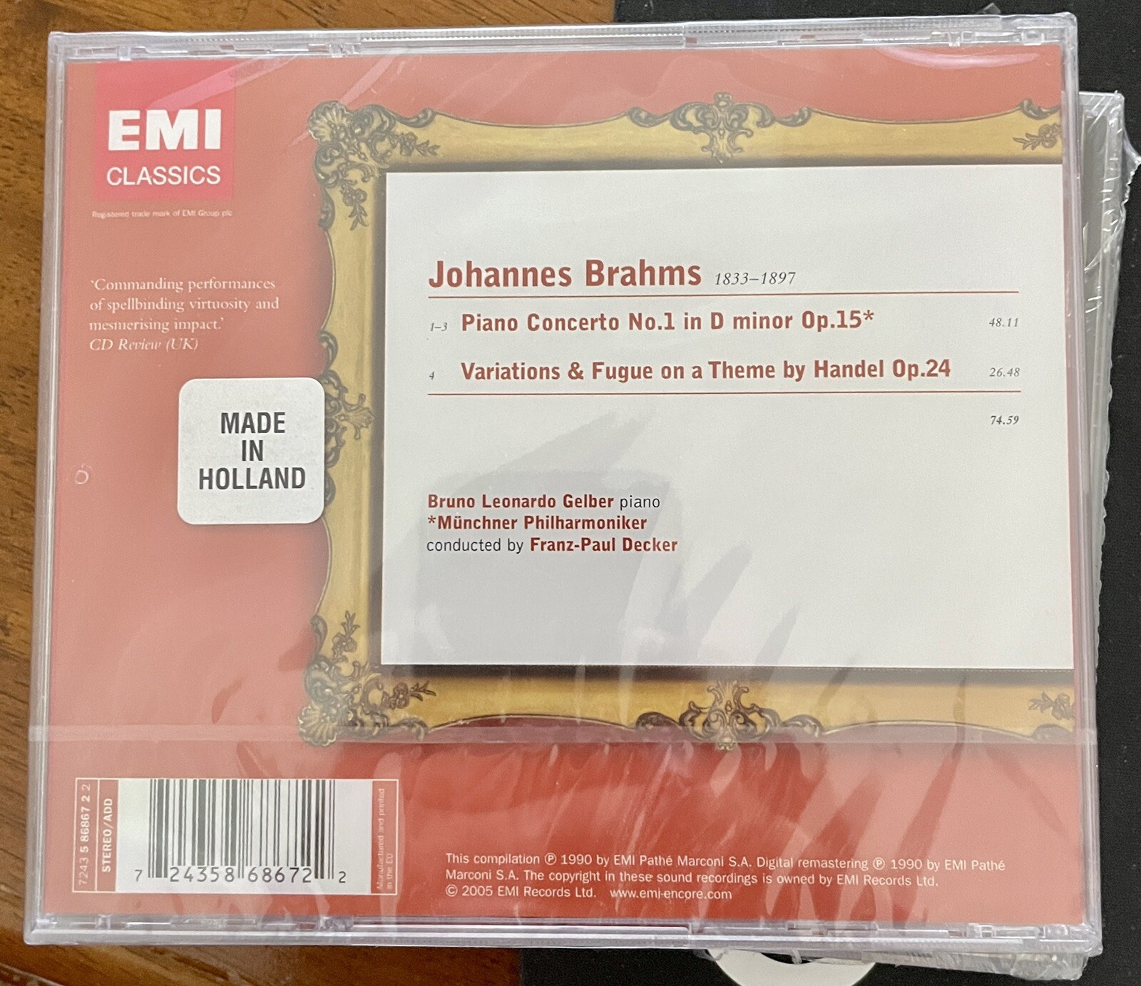 SEALED:  Brahms - Leonardo Gelber - Decker - Piano Concerto 1 in D Minor - Image 1