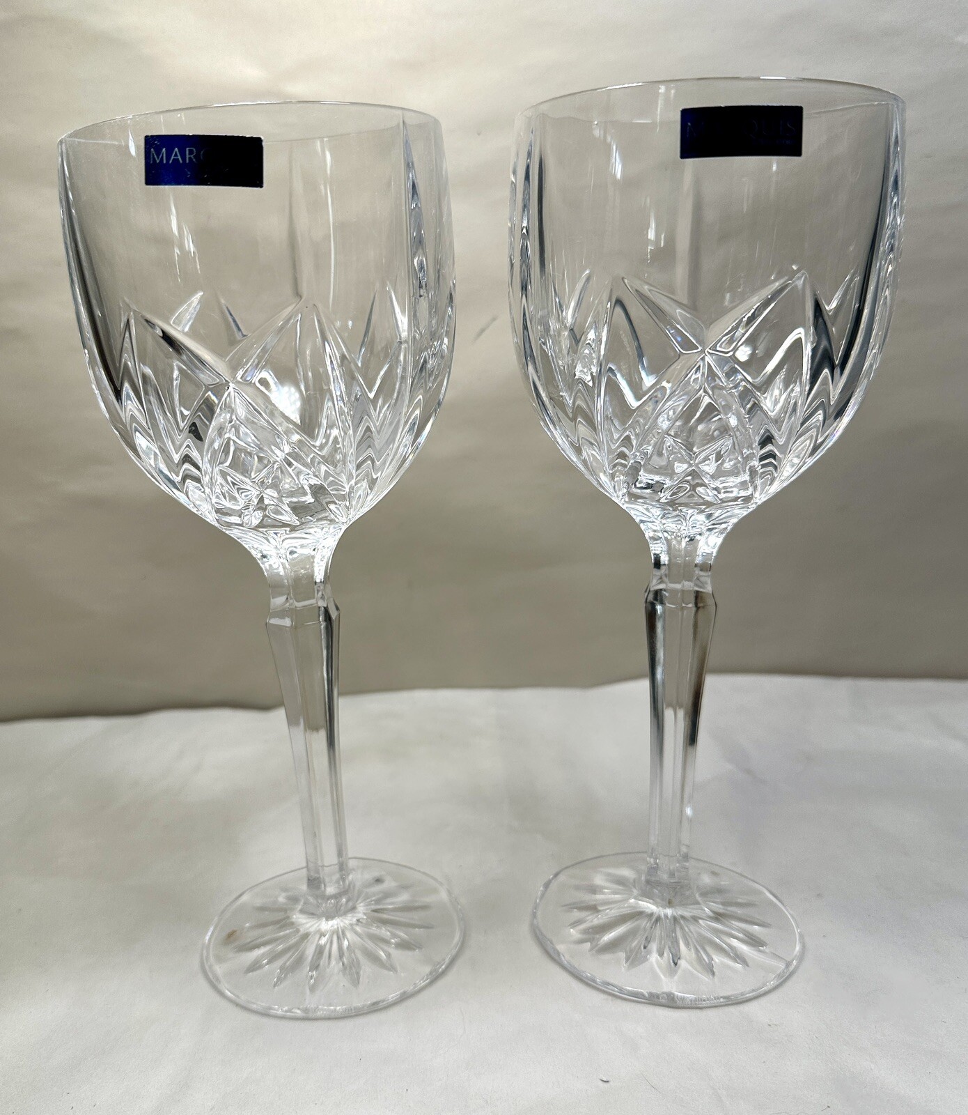 Set of (2) Two Marquis by Waterford Crystal Goblet Brookside 8 1/2" Tall Germany