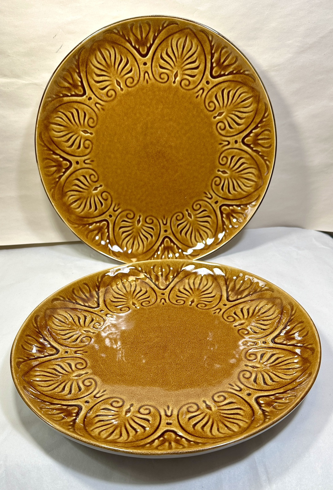 Set of 2 (Two) Pfaltzgraff Carmela Honey Dinner Plates - 11" - EUC
