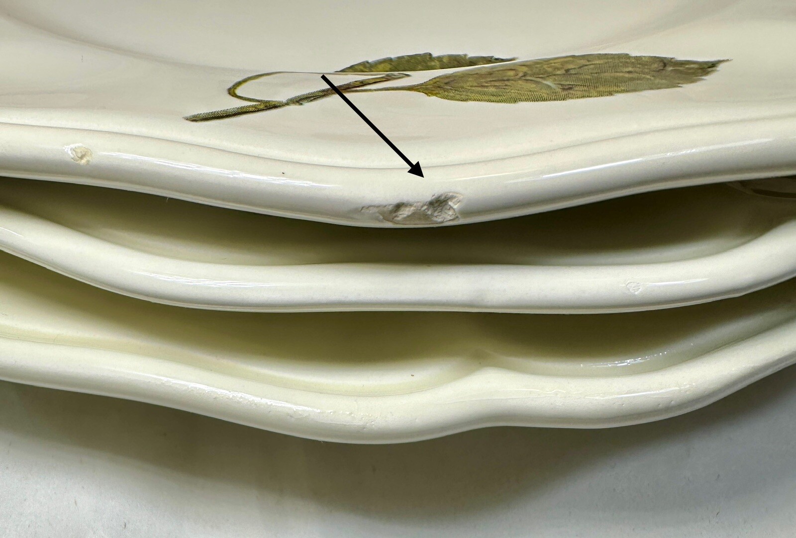 Set of 3 Opificio Etico Ceramic Scalloped Pear Theme Dinner Plates Italy 11” NOS - Image 2