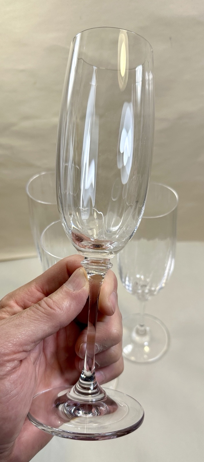 Four Mikasa Austria STEPHANIE T7201 Crystal Optic Bowl 8 1/2” Champagne Flutes - Image 2