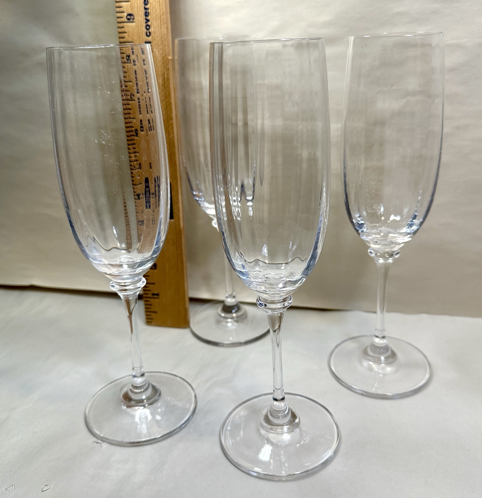 Four Mikasa Austria STEPHANIE T7201 Crystal Optic Bowl 8 1/2” Champagne Flutes - Image 5