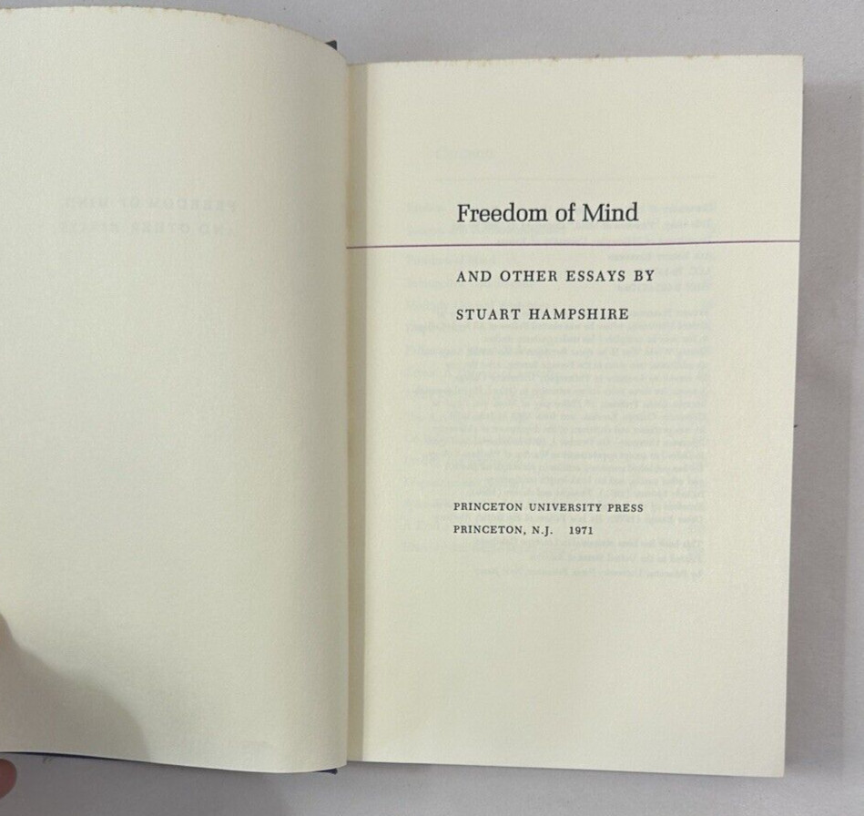 Freedom of Mind and Other Essays - Stuart Hampshire - 1971 First ed. - Image 3