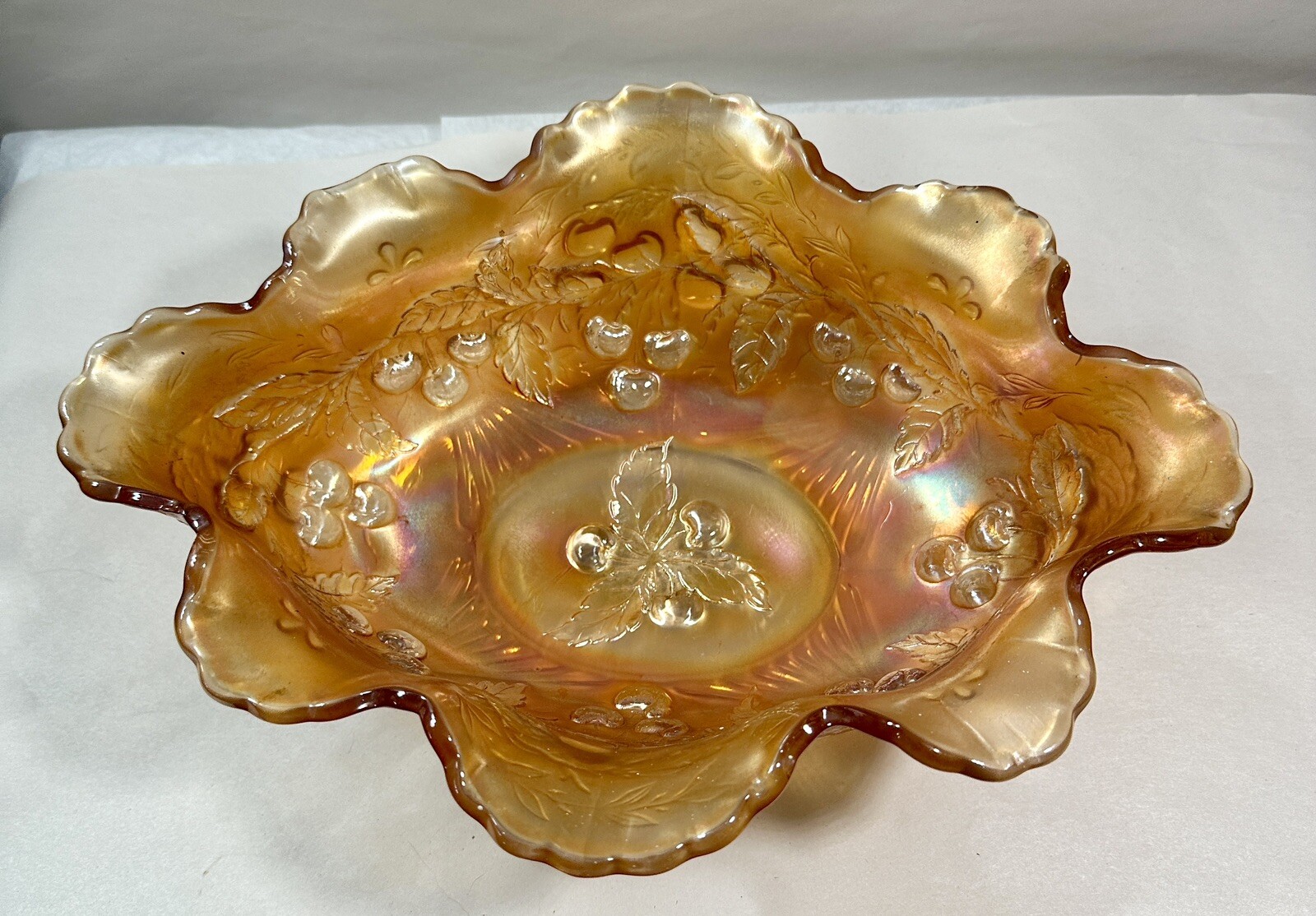 Fenton Oval Marigold Iridescent 13 x 9 Inch Carnival Glass Bowl - Immaculate - Image 11