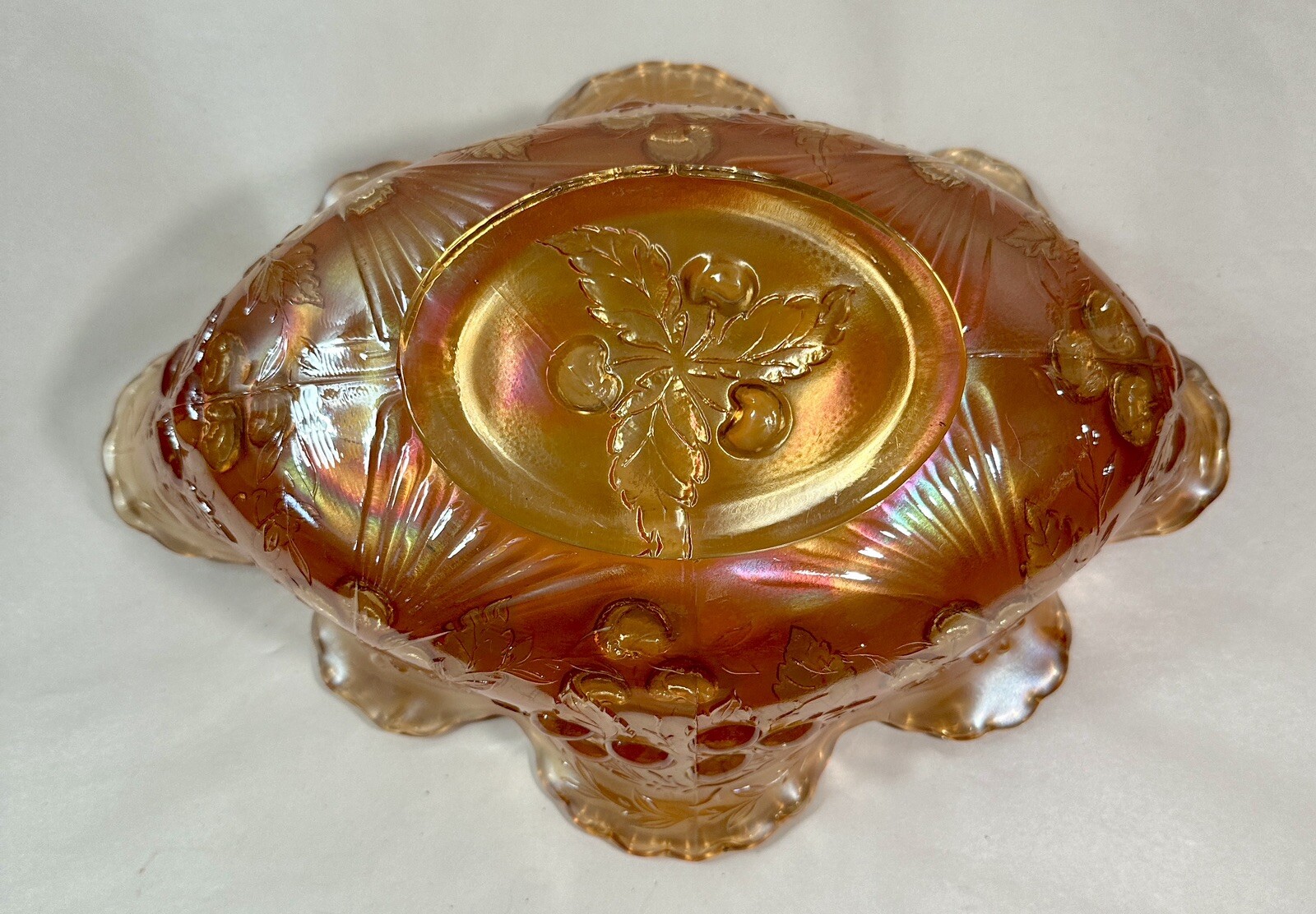 Fenton Oval Marigold Iridescent 13 x 9 Inch Carnival Glass Bowl - Immaculate - Image 6