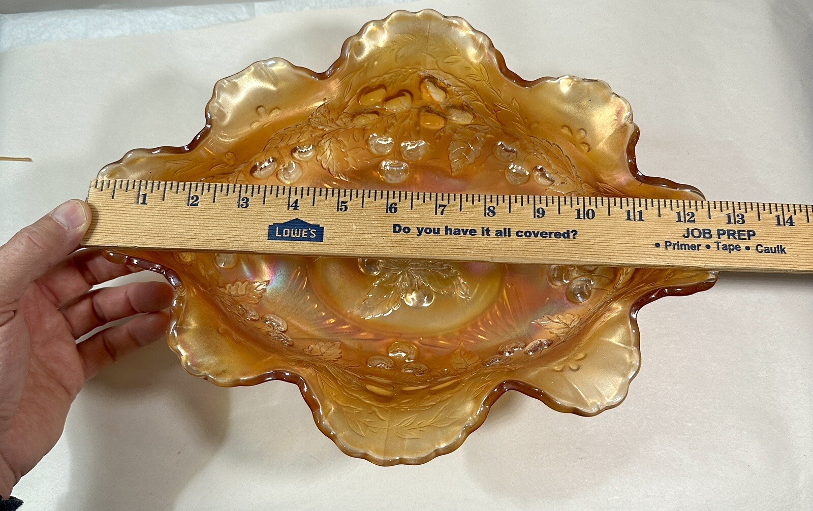 Fenton Oval Marigold Iridescent 13 x 9 Inch Carnival Glass Bowl - Immaculate - Image 9