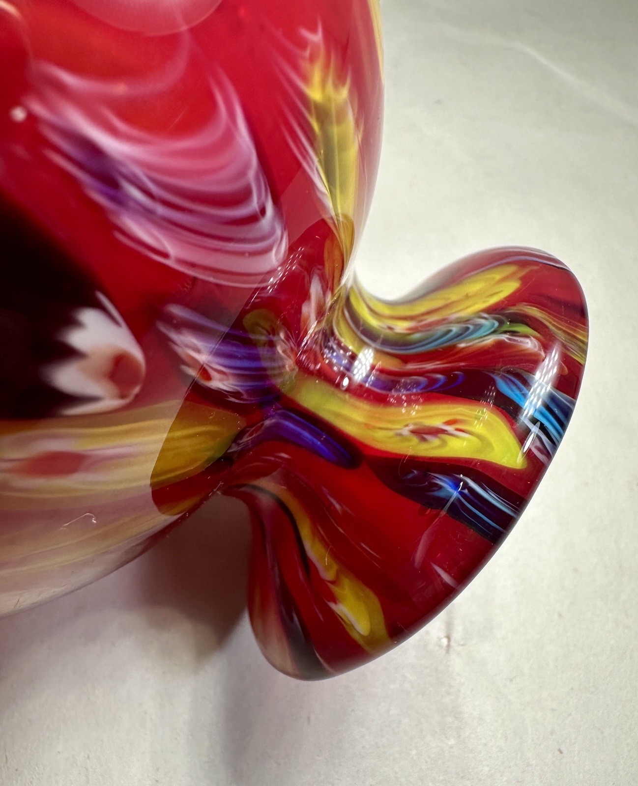 Murano Millefiori Globe Orb Footed Free Standing Hanging Witch Ball - Red Blue - Image 6