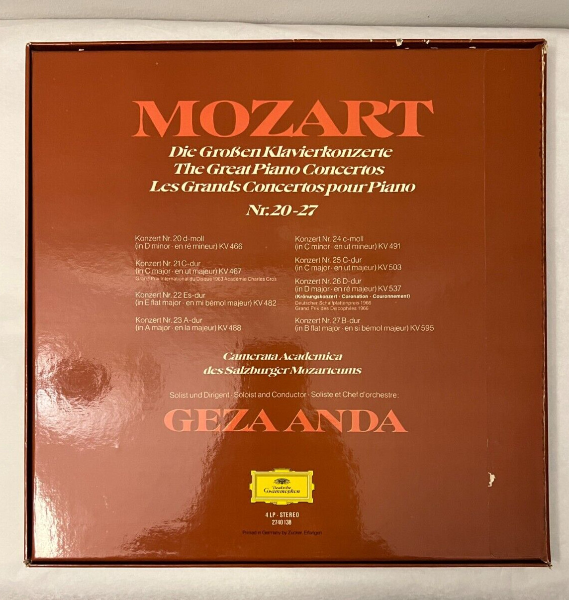 Mozart: The Great Piano Concertos Nr. 20-27 - Geza Anda DG 2740 138 - Image 5
