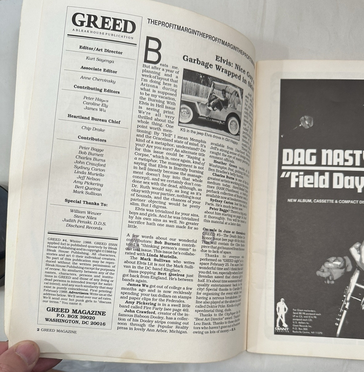 Greed Magazine Issue #4 - 1988 - Elvis - Image 2