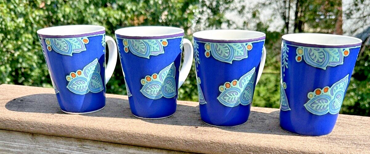 Four (4) Block Basics Sonora Mugs / Cups By Morag Benepe - 1999 Ceramic Pottery - Image 3