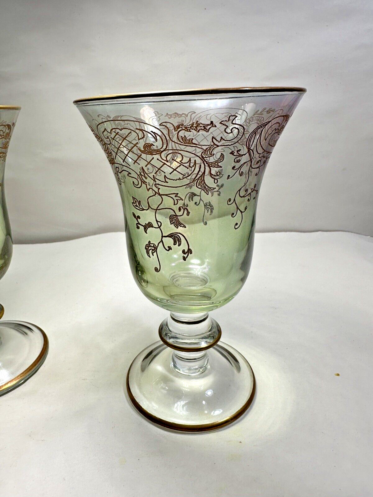 One Pair of Vetrerie di Empoli Wine Glasses - 6" Tall - Immaculate - Image 2