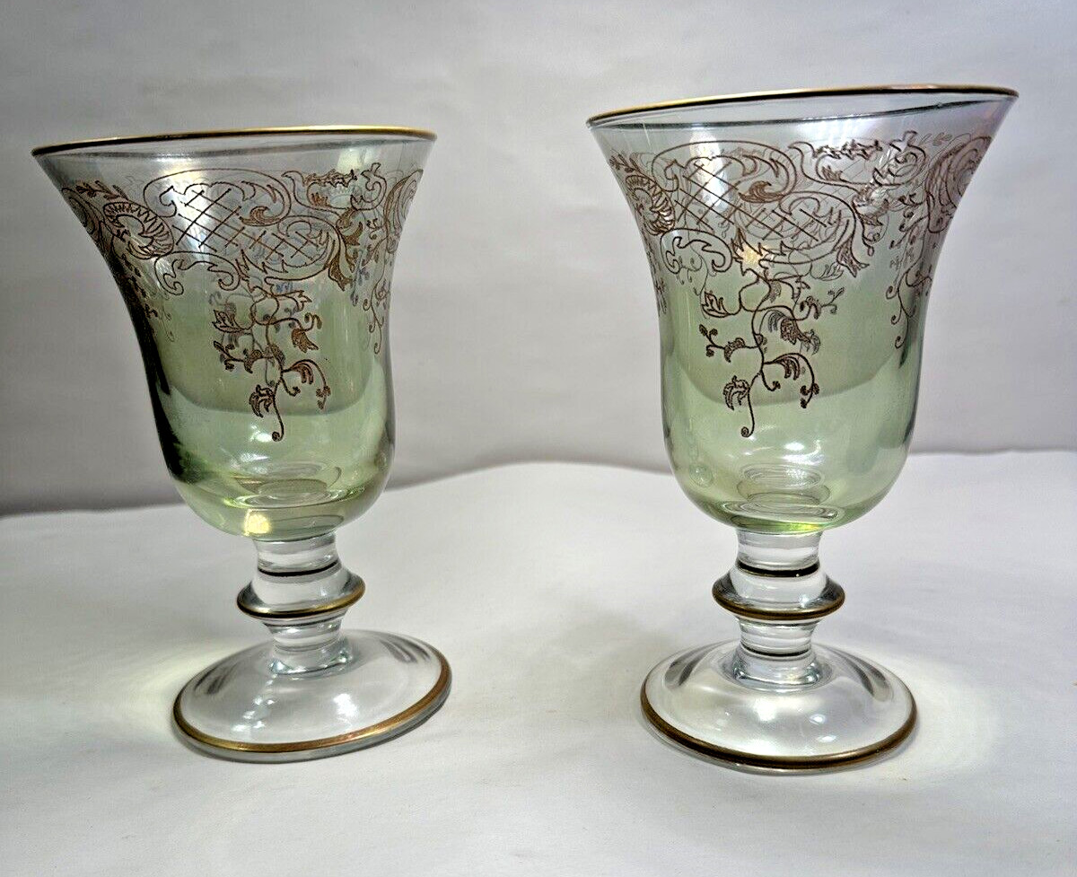 One Pair of Vetrerie di Empoli Wine Glasses - 6" Tall - Immaculate - Image 7