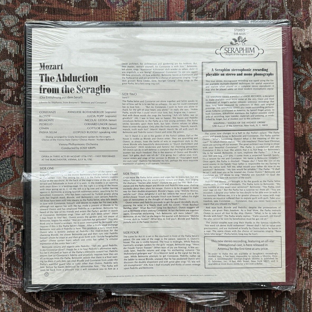 SEALED:  Mozart Abduction from Seraglio - Gedda Krips VPO - Seraphim SIB-6025 - Image 1