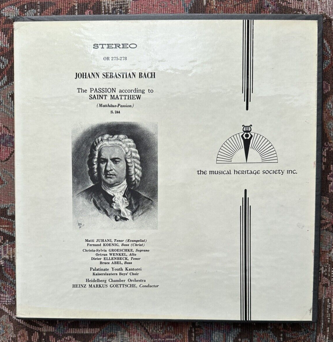 JS Bach:  The Passion According To Saint Matthew (4xLP) - MHS OR 275-278