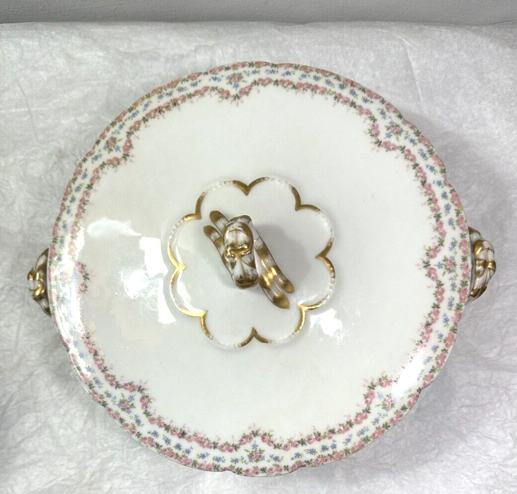 Jean Pouyat J.P.L Limoges Hand Painted Covered Vegetable Dish - Circa 1895 - Image 3