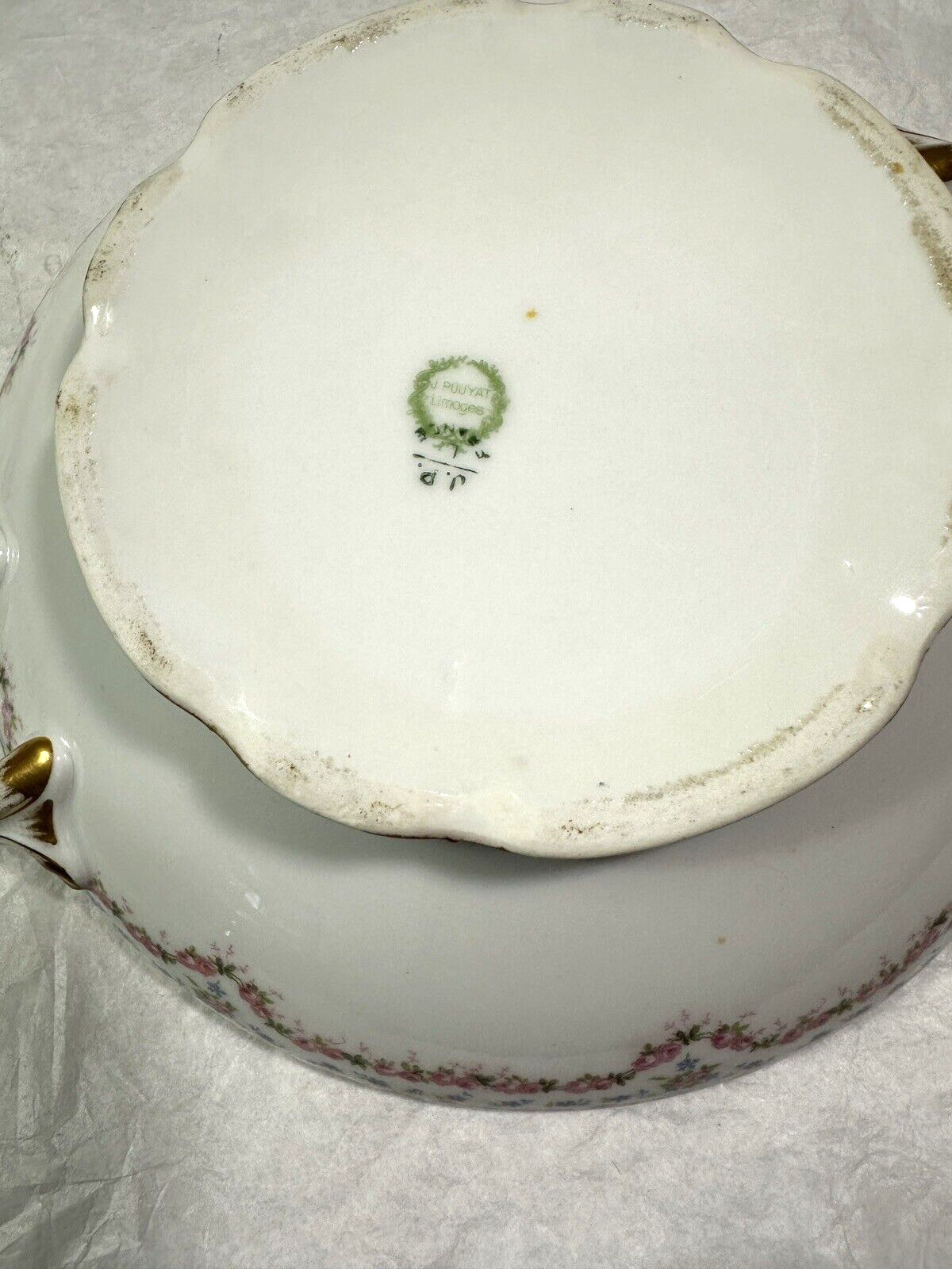 Jean Pouyat J.P.L Limoges Hand Painted Covered Vegetable Dish - Circa 1895 - Image 6