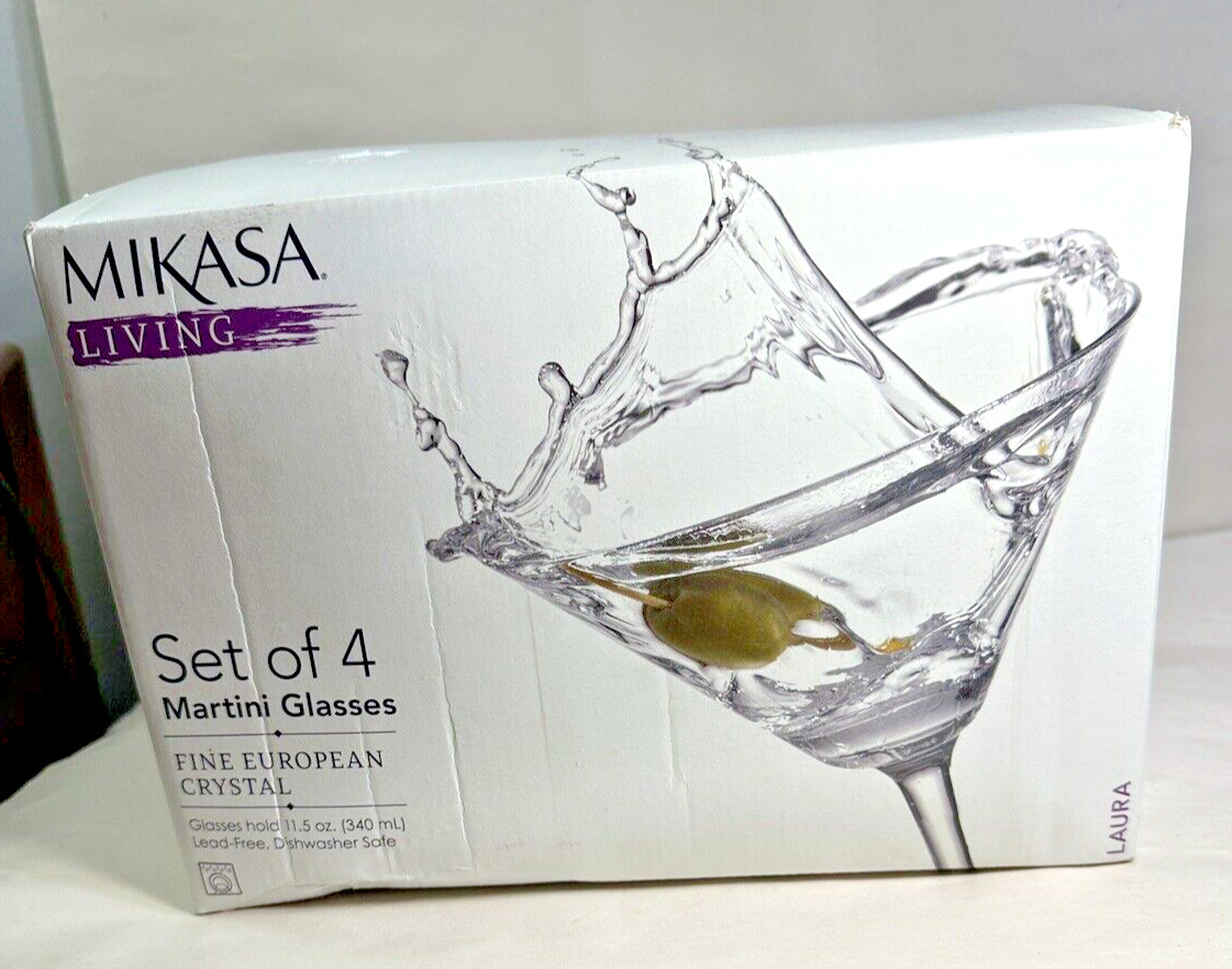 Set of 4 Mikasa Laura Crystal Martini Glasses - New in Box -- 11.5 ounces - Image 2