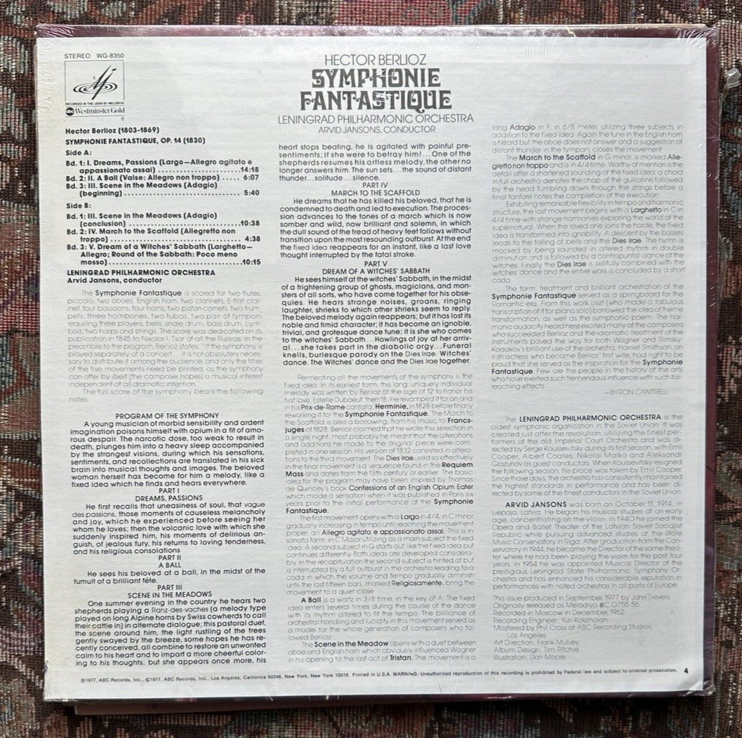 SEALED: Berlioz - Symphonie Fantastique - Arvid Jansons - WG 8350 - Image 1