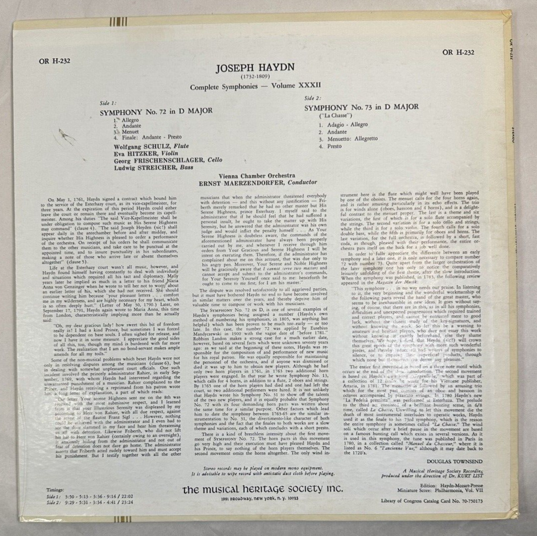 Haydn Symphonies 72 and 73 - Maerzendorfer - OR H-232 - MHS Volume XXXII - Image 3