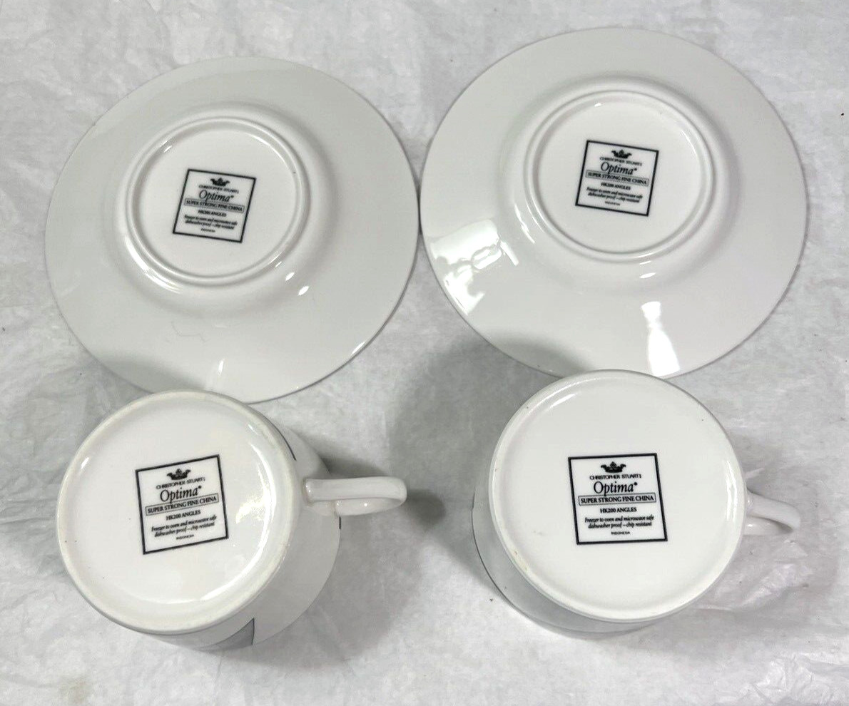 Two (2) Christopher Stuart's Optima HK200 Angles Cups & Saucers - Image 3