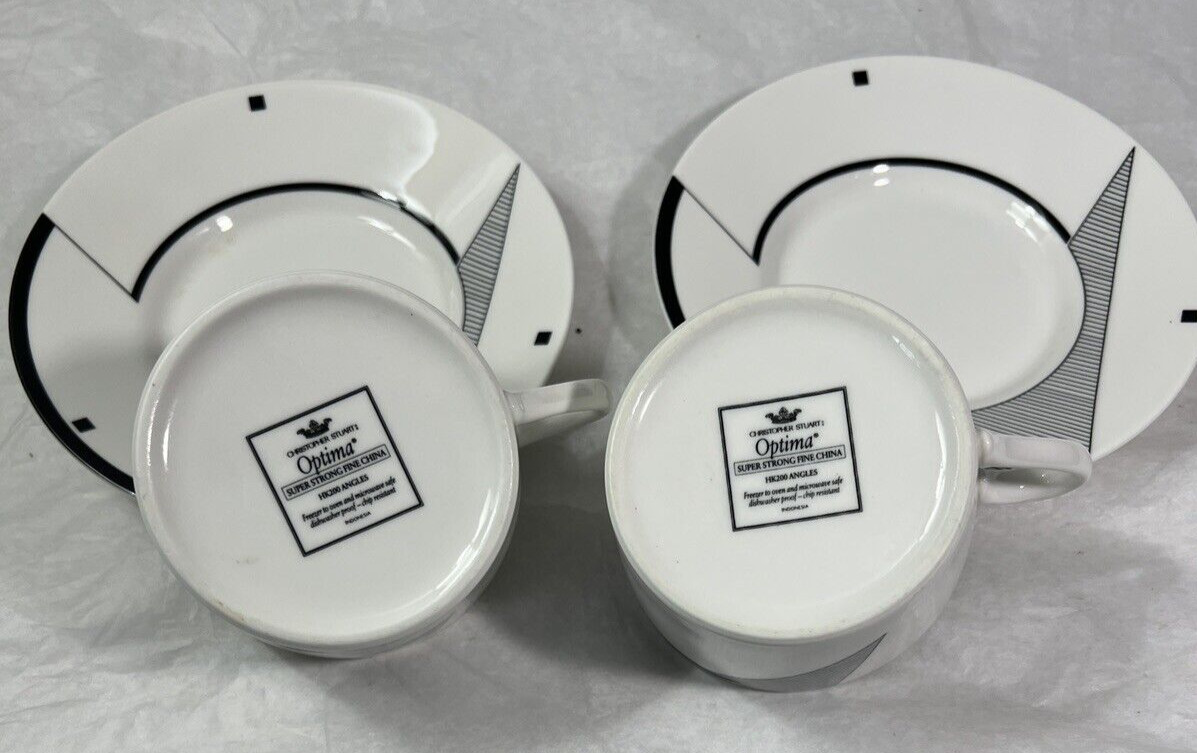 Two (2) Christopher Stuart's Optima HK200 Angles Cups & Saucers - Image 4