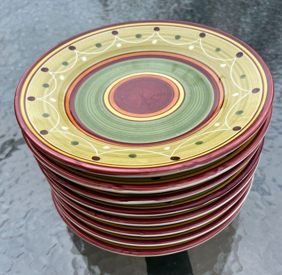Set Of Four (4) Pier 1 ETRUSCO Salad / Luncheon Plates - Hand Painted - 8" - Image 2