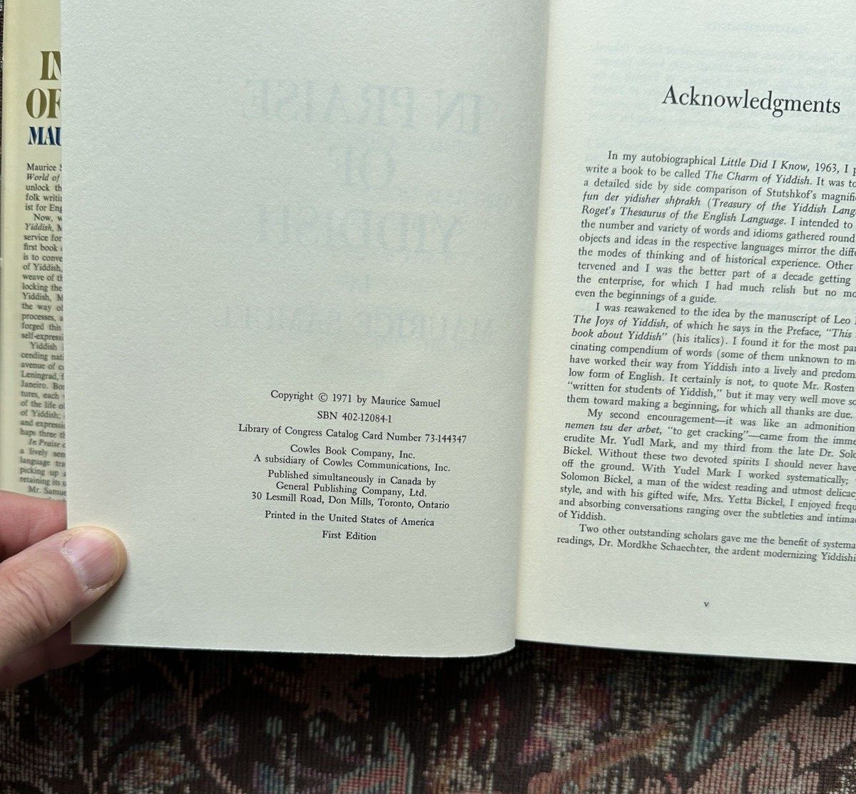 In Praise of Yiddish - Maurice Samuel - 1st Edition, 1st Printing - Image 2