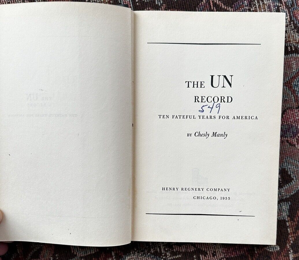 Chesly Manly THE UN RECORD  1st Edition 1st Printing 1955 - Image 3