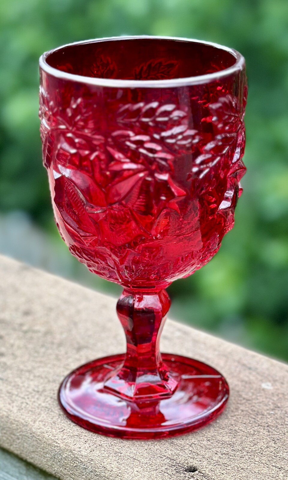 LG Wright Wild Rose Goblet - Ruby Red - 6.5″ - Immaculate - Image 1