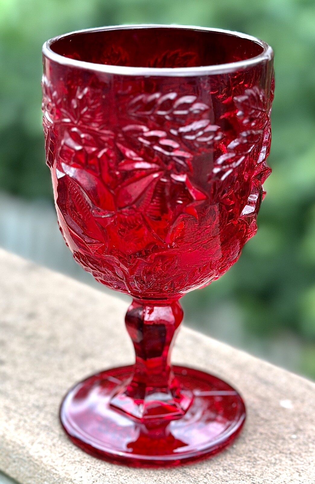 LG Wright Wild Rose Goblet - Ruby Red - 6.5″ - Immaculate - Image 8