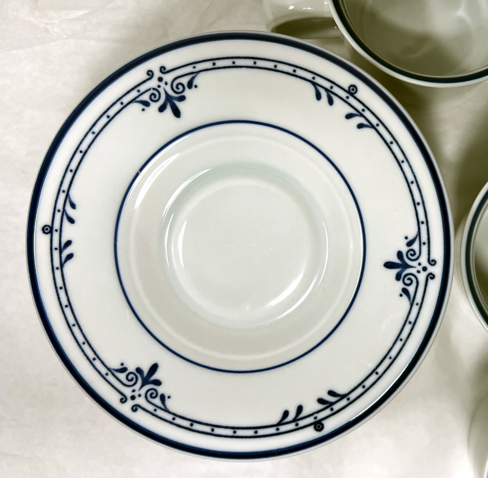 Seven (7) Mikasa Cera Stone Newport NB500 Blue Coffee Cups / Saucers - Japan - Image 3