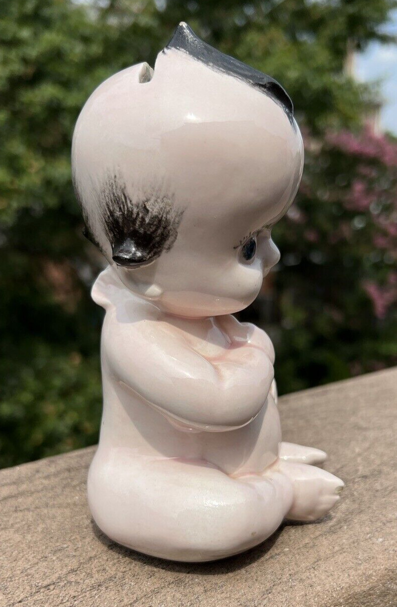 Antique Ceramic Baby Angel Piggy Bank - 6.5" Tall - Immaculate - Image 5