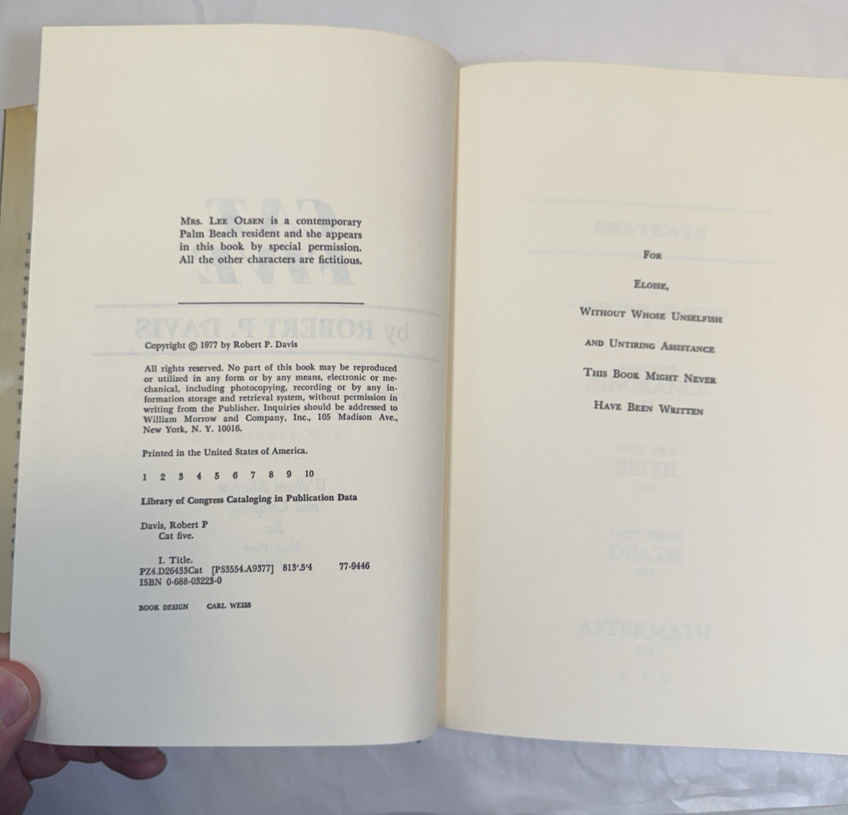 CAT FIVE By Robert P Davis - Hardcover / DJ - 1977 - Image 2