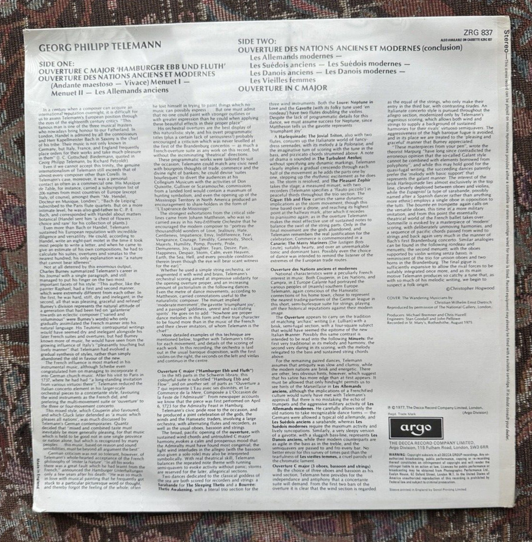 SEALED: Telemann Overture "Hamburger Ebb und Fluth" - Marriner - Argo ZRG-837 - Image 1