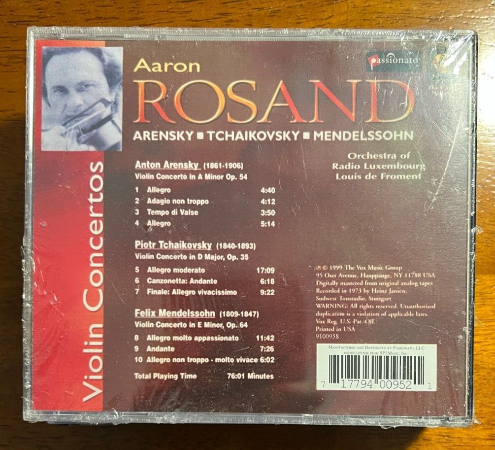 SEALED: Aaron Rosand - Arensky, Tchaikovsky, Mendelssohn Violin Concertos - Image 1